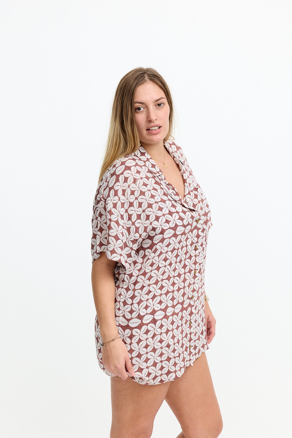 Aloha Shirt Dress Cowrie Basket