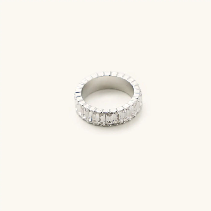 Waterproof Silver Crystal Ring