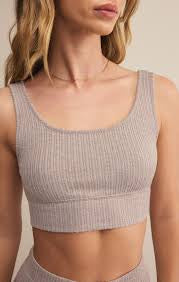 Zoe Mini Rib Tank Bra Slate Grey