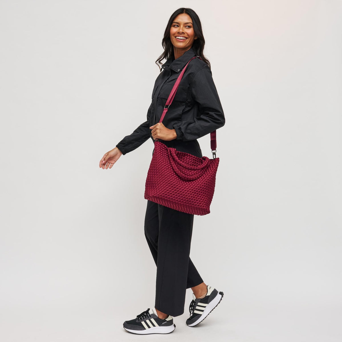 Sky's The Limit Medium Woven Tote Wine