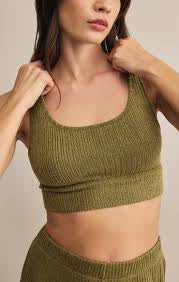 Zoe Mini Rib Tank Bra Hunter Green