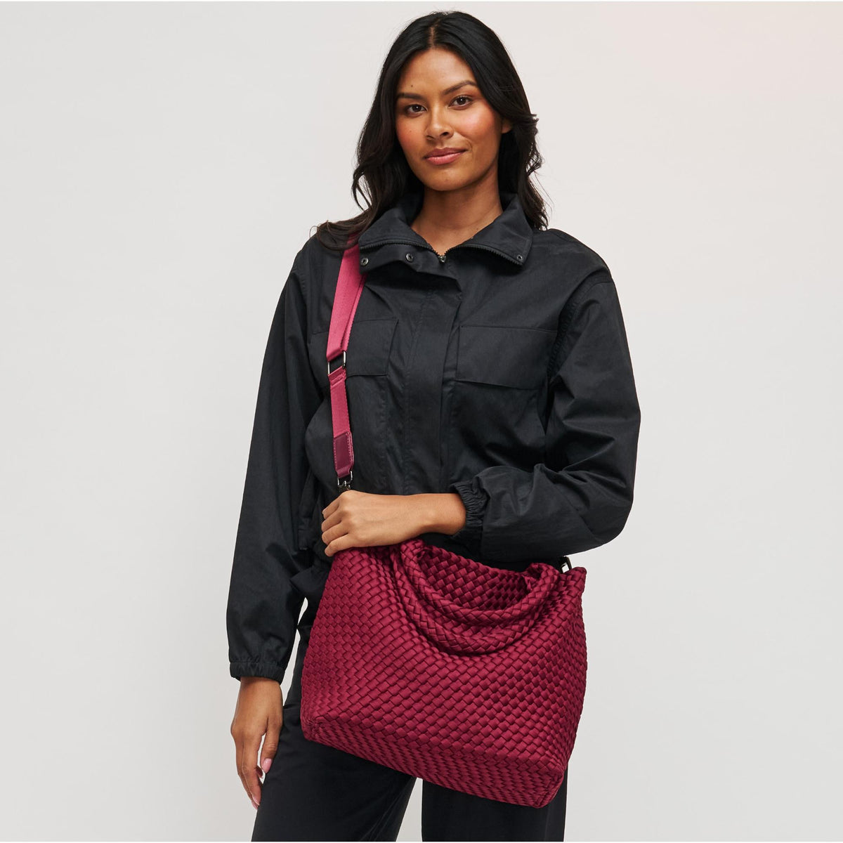 Sky's The Limit Medium Woven Tote Wine