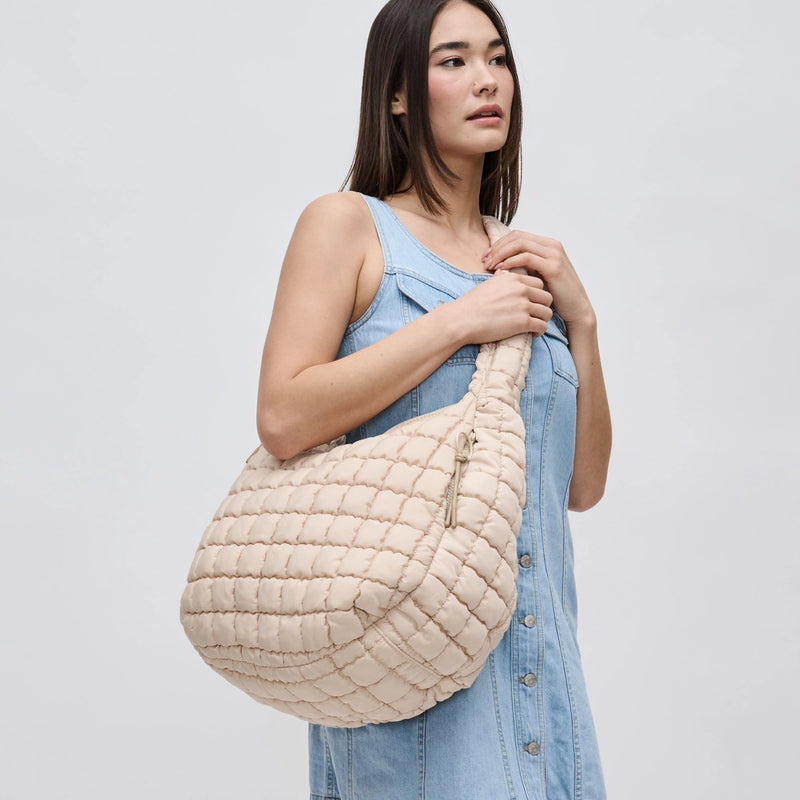 Revive Puffer Hobo Bag Cream