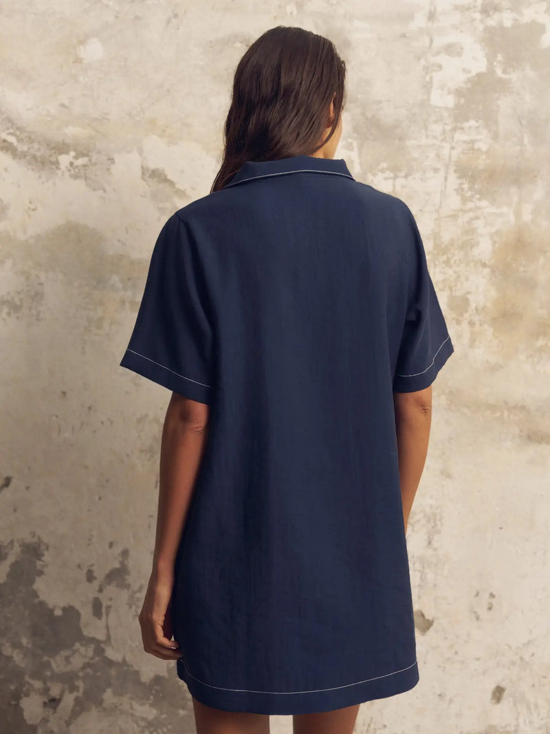 Mae Popover Mini Dress Navy