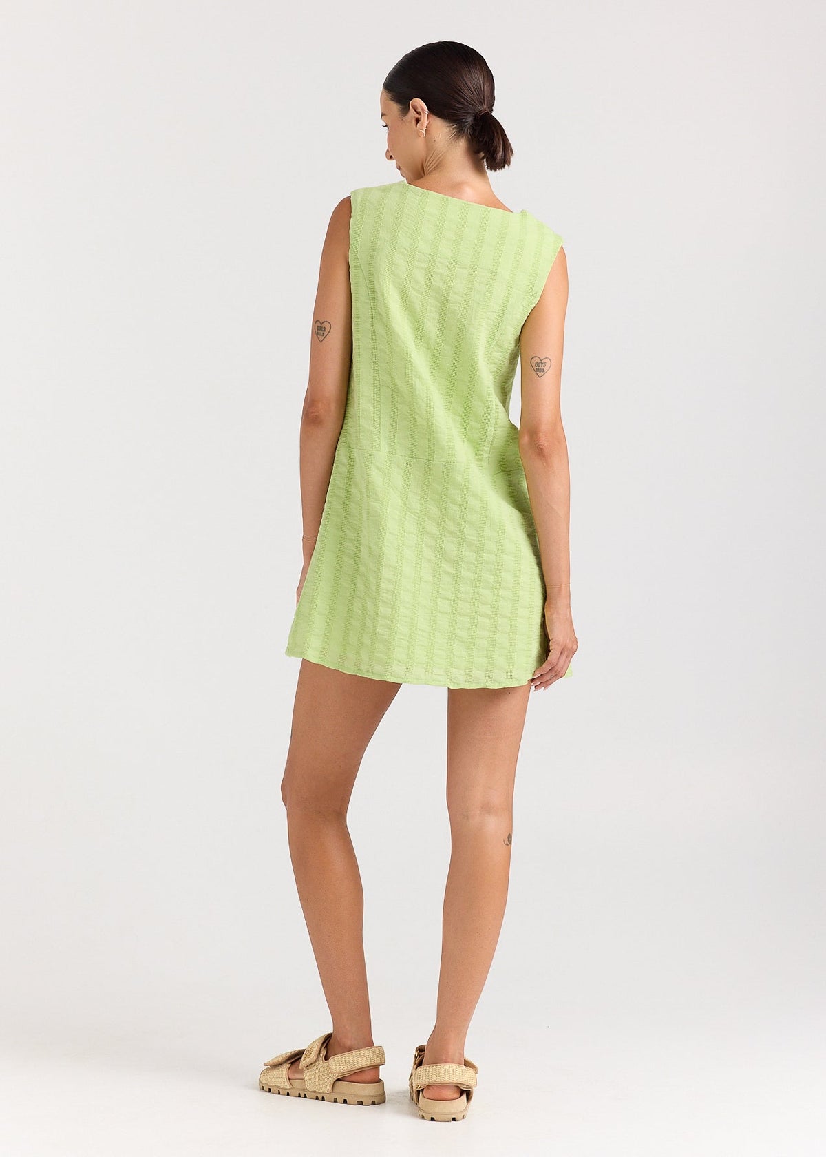 Summer V Button Up Dress Kiwi