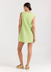 Summer V Button Up Dress Kiwi