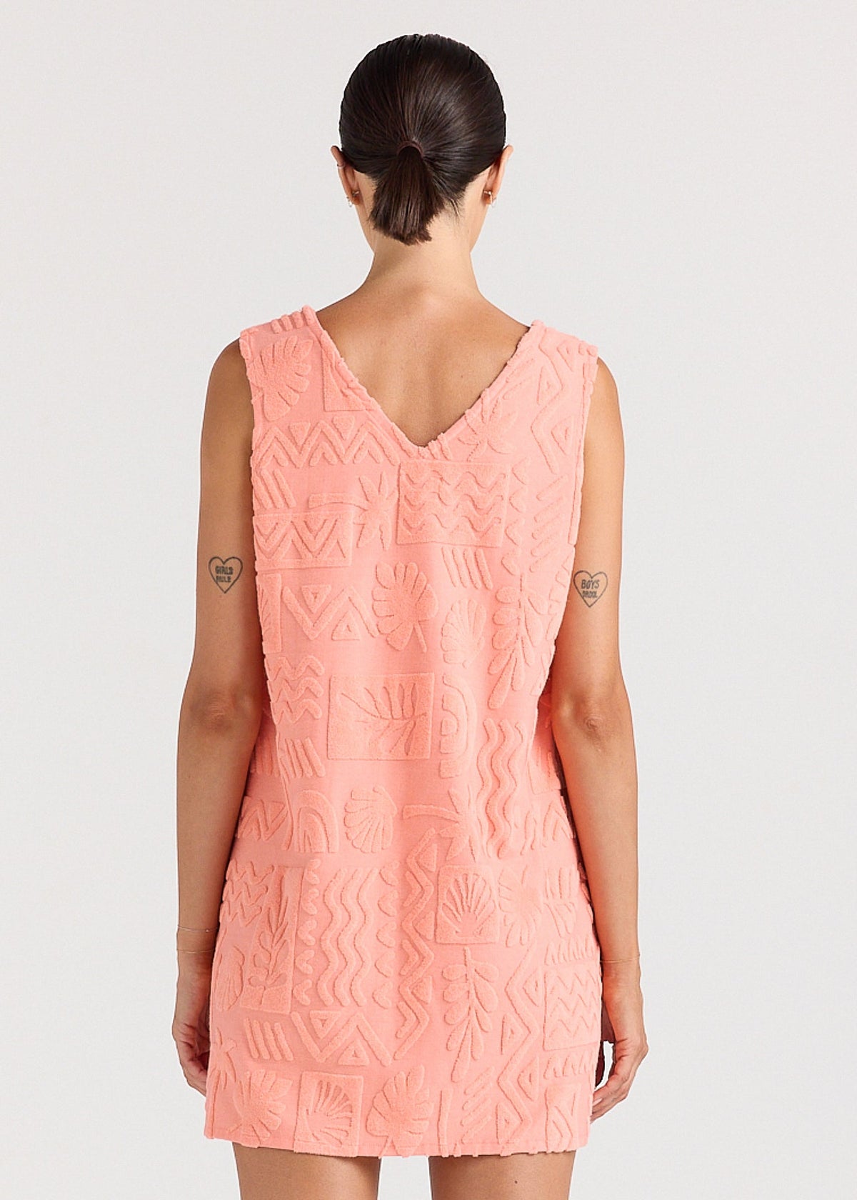 Mai Tai Towelling Dress Coral