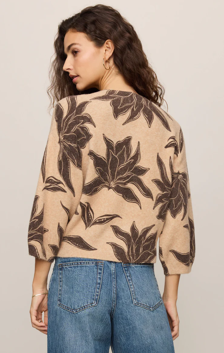 Valor Floral Cardigan Soft Ecru