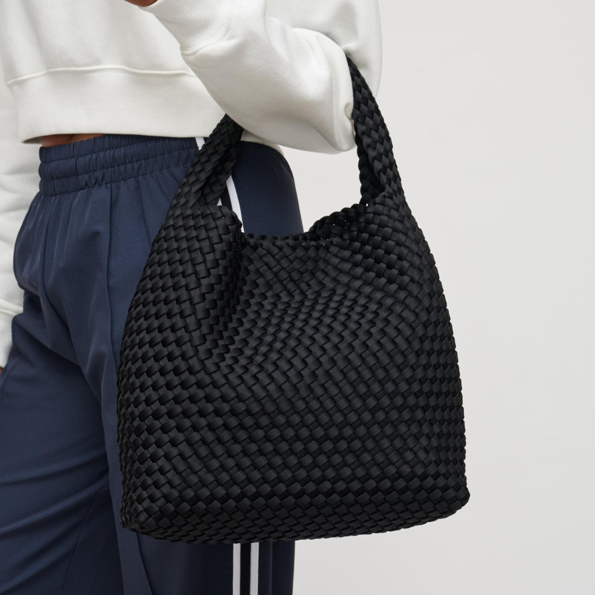 Celestial Woven Neoprene Hobo Black