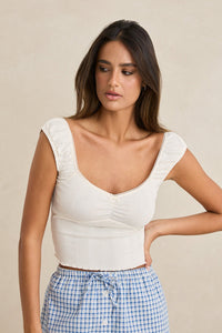 Gracie Sweetheart Top White