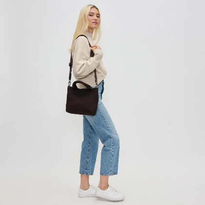 Sky's the Limit Small Woven Tote Chocolate