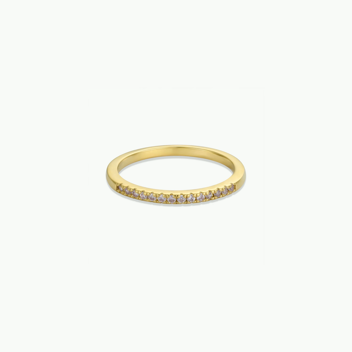 Gold Rings - Half Pave - White CZ: 6