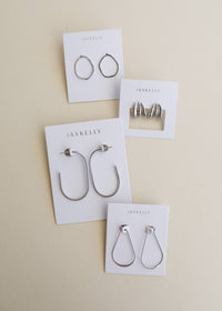 Silver Three Hoop Huggie - Earring