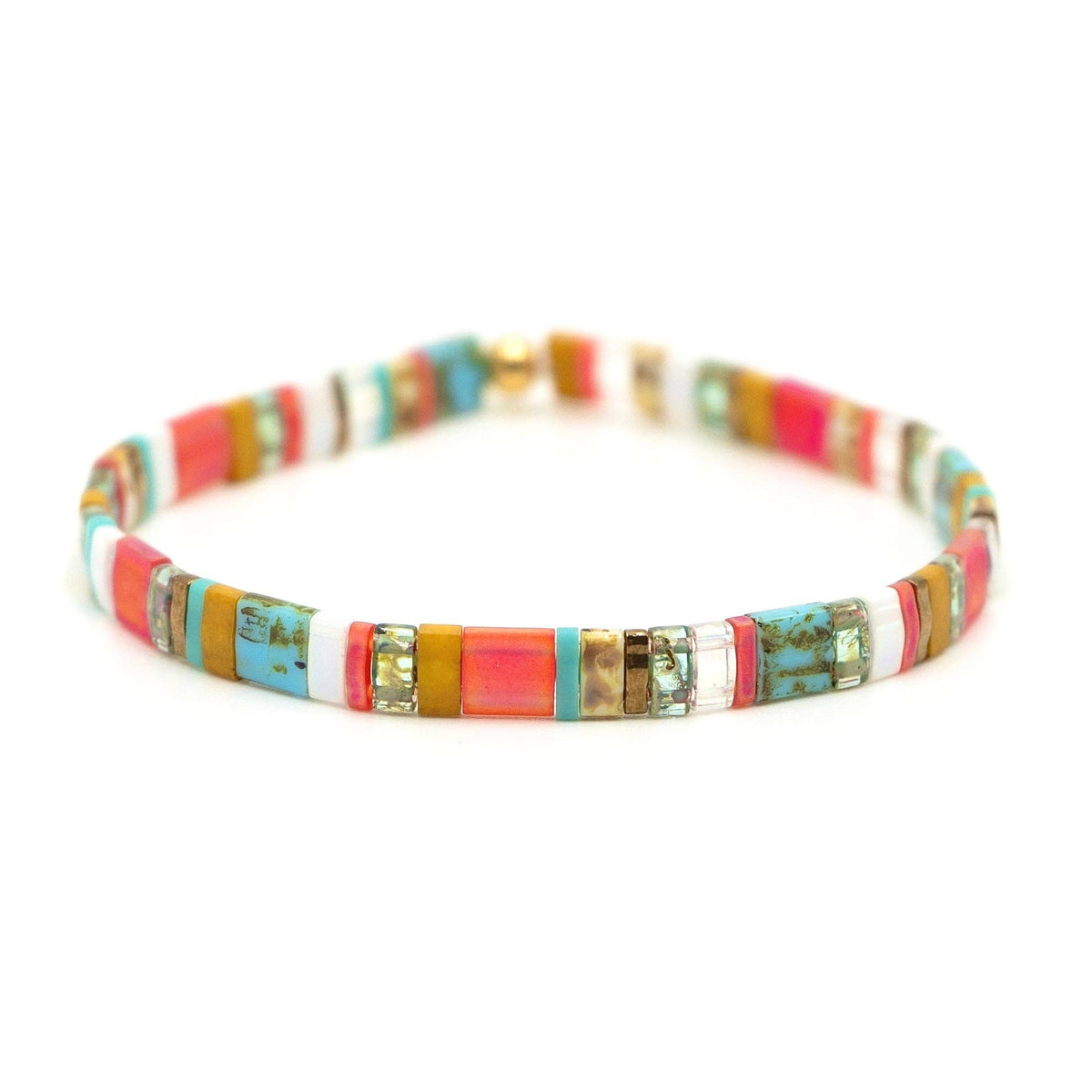 Quality Tila Bead Stretch Beaded Bracelet (5.75-8.50 inches): 6.50 Inches - M