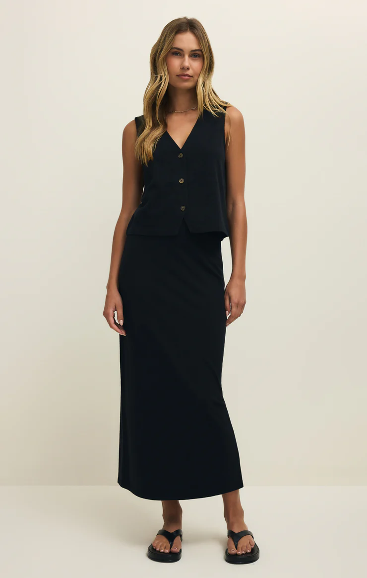 Gail Jersey Midi Skirt True Black