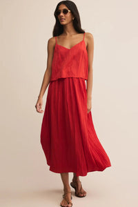 Nicoline Crinkle Midi Skirt Cabana red