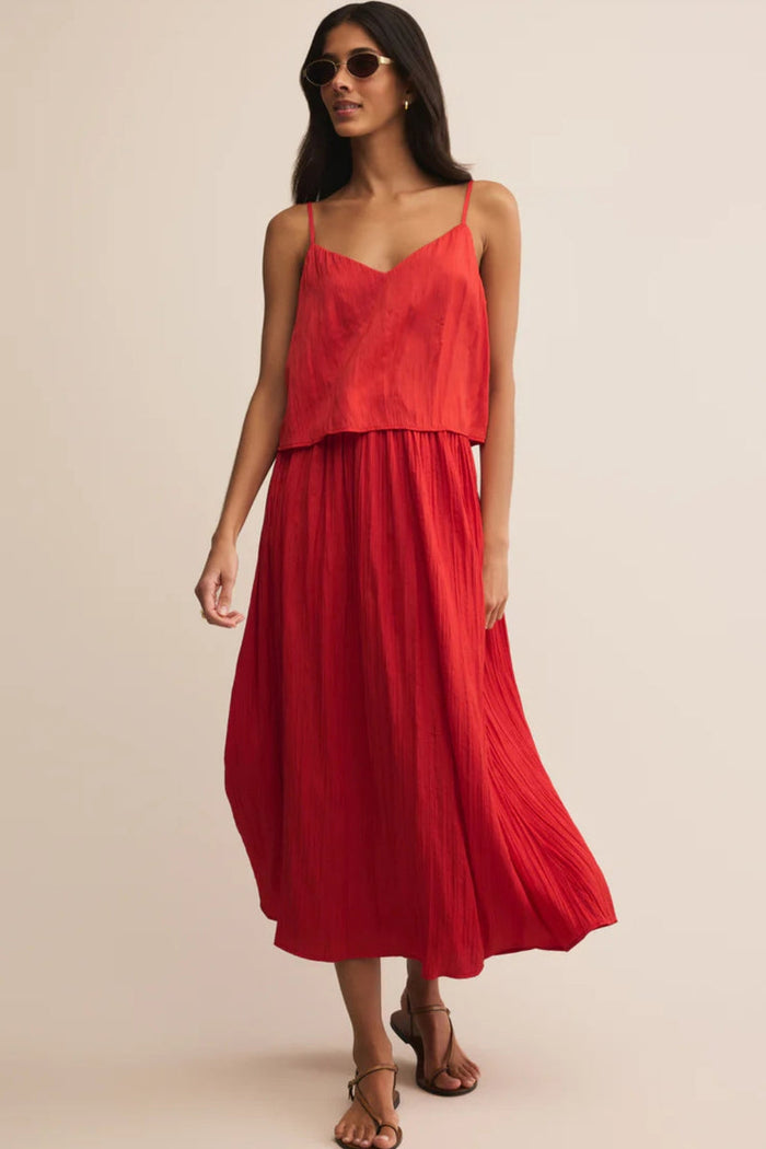 Nicoline Crinkle Midi Skirt Cabana red