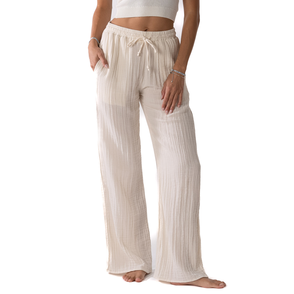Cream Cabana Pants: L