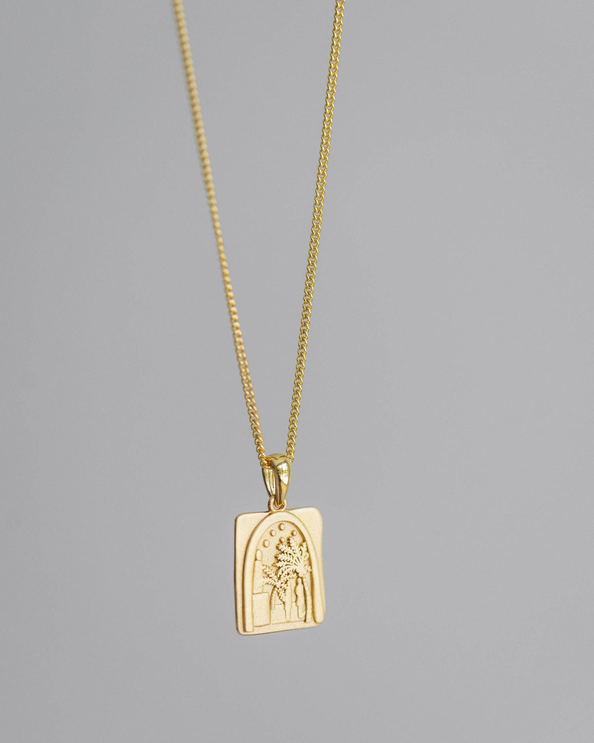 Gold Palm Pendant Necklace