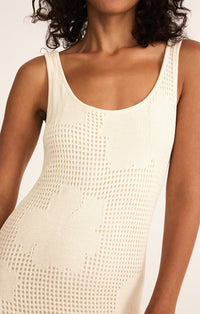 Praya Fleur Crochet Midi Dress Natural