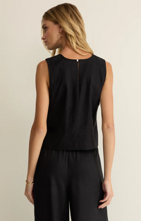 Sloane Linen Tank Black