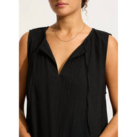 Gathered Neck Mini Dress Black