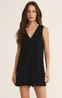 Solace Textured Slub Romper Black