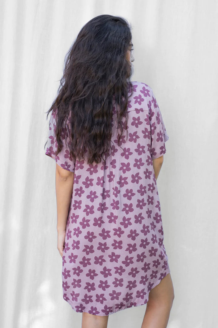 Aloha Shirt Dress Grape Nectar