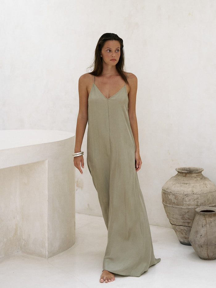 Lucid Flow Maxi Dress Khaki Green