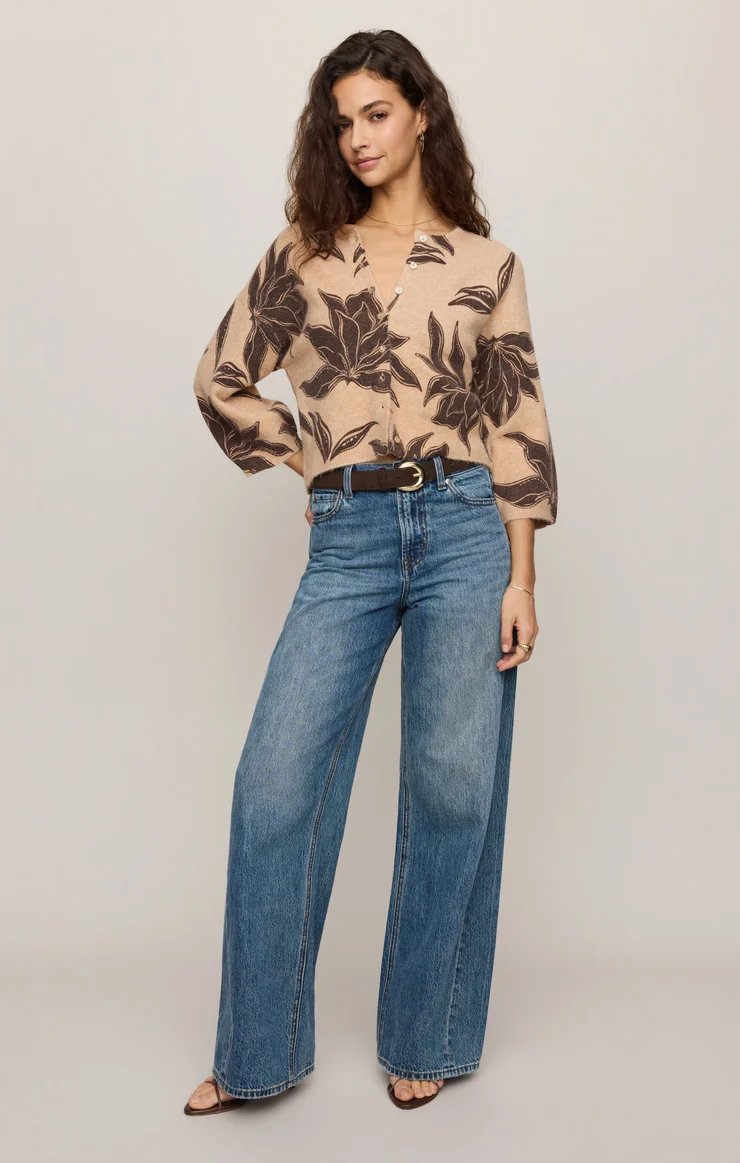 Valor Floral Cardigan Soft Ecru
