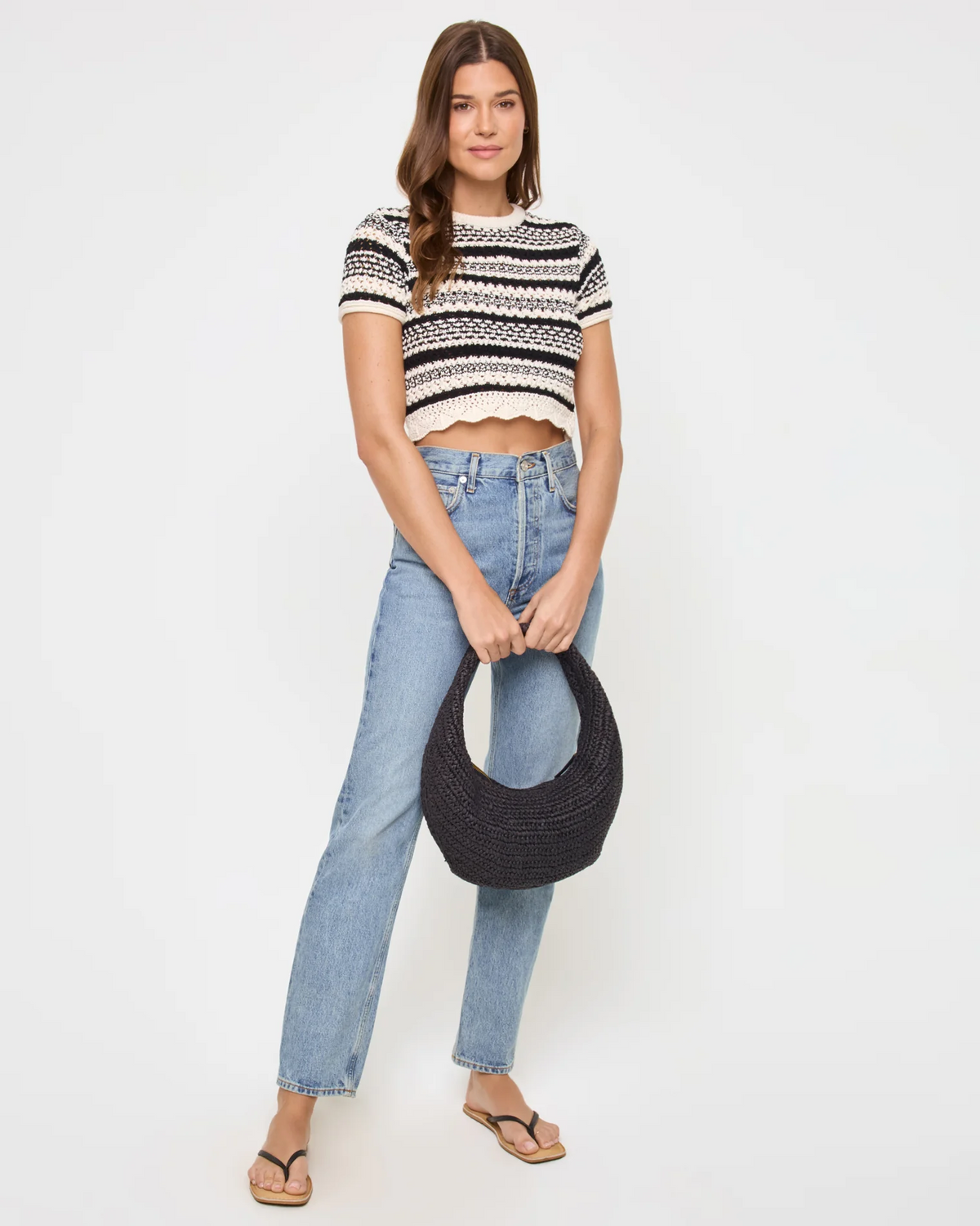 Caicos Top Black/White Stripe