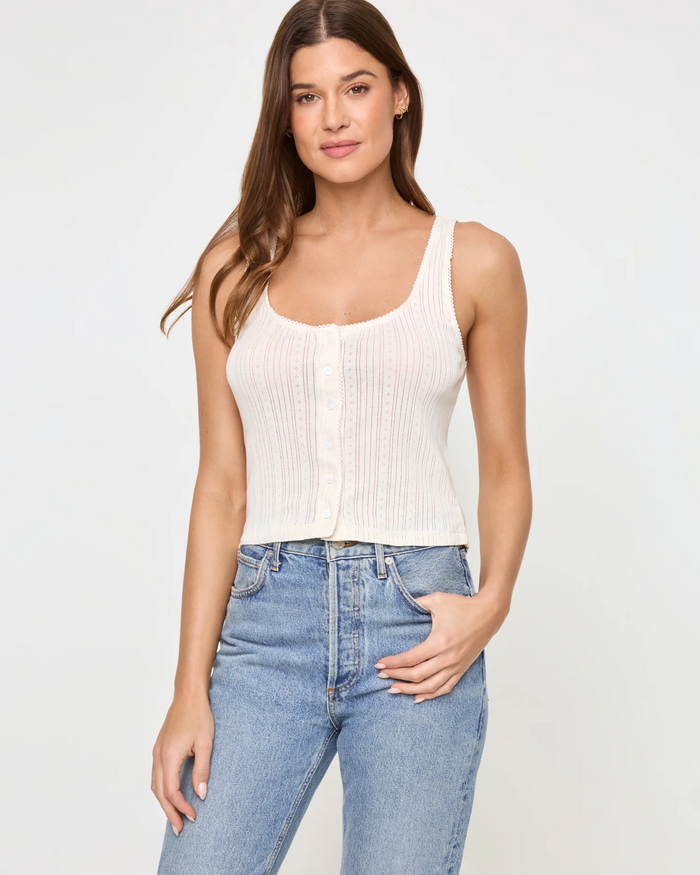 Jeanie Pointelle Tank Cream
