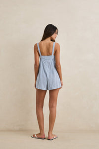 Lola Check Romper Blue