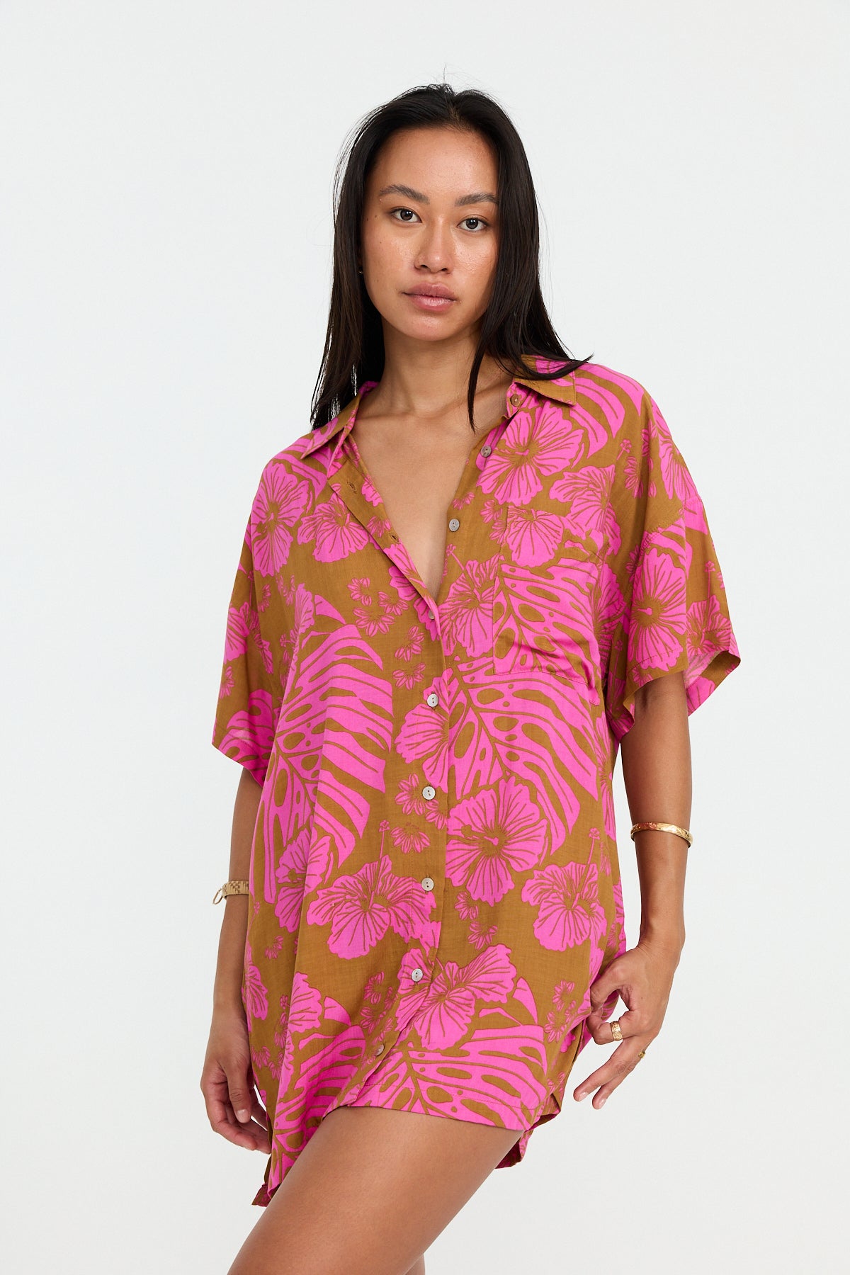 Aloha Shirt Dress Garden
