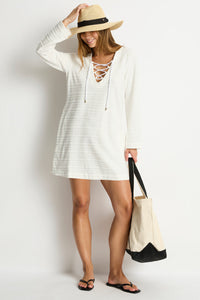 Horizon Lace Up Dress White