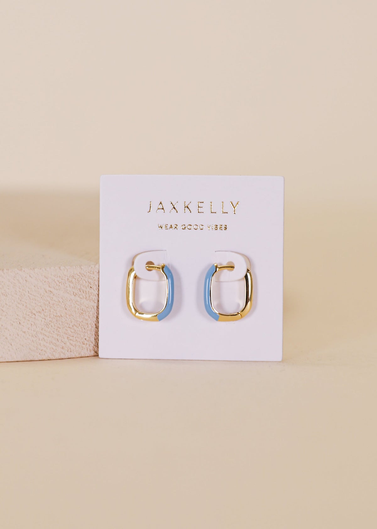 Color Dipped Rectangle Hoop Earrings - Bermuda Blue