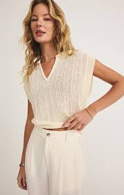 Lauden Crochet Polo Sea Salt