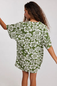 Aloha Shirt Dress Green Batik