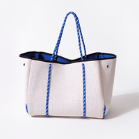 Large Neoprene Tote White and Blue