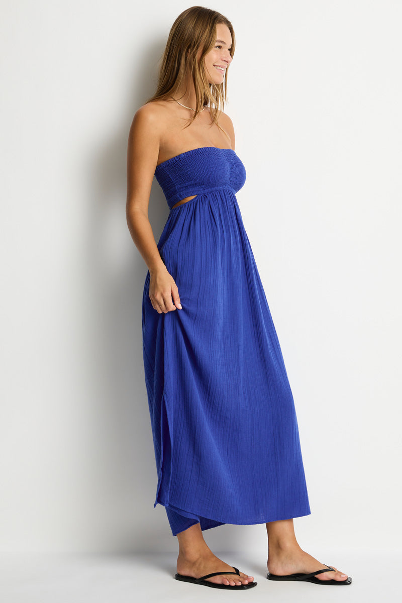 Sunset Cutaway Bandeau Dress Amalfi Blue