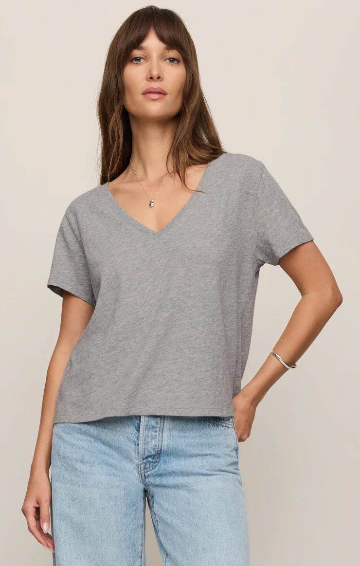 Nomad Slub V Neck Classic Heather Grey