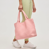 Sky's The Limit Medium Woven Tote Blush