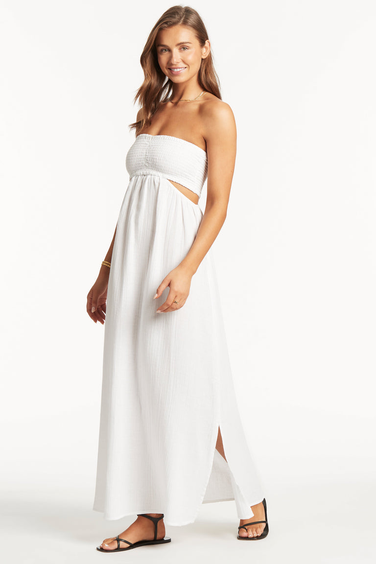 Sunset Cutaway Bandeau Dress White