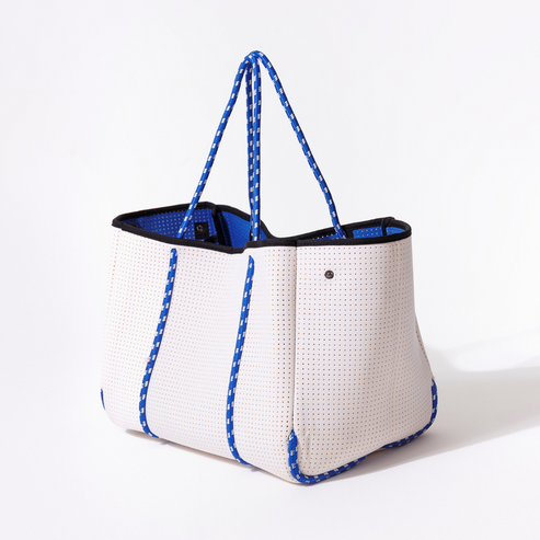 Large Neoprene Tote White and Blue