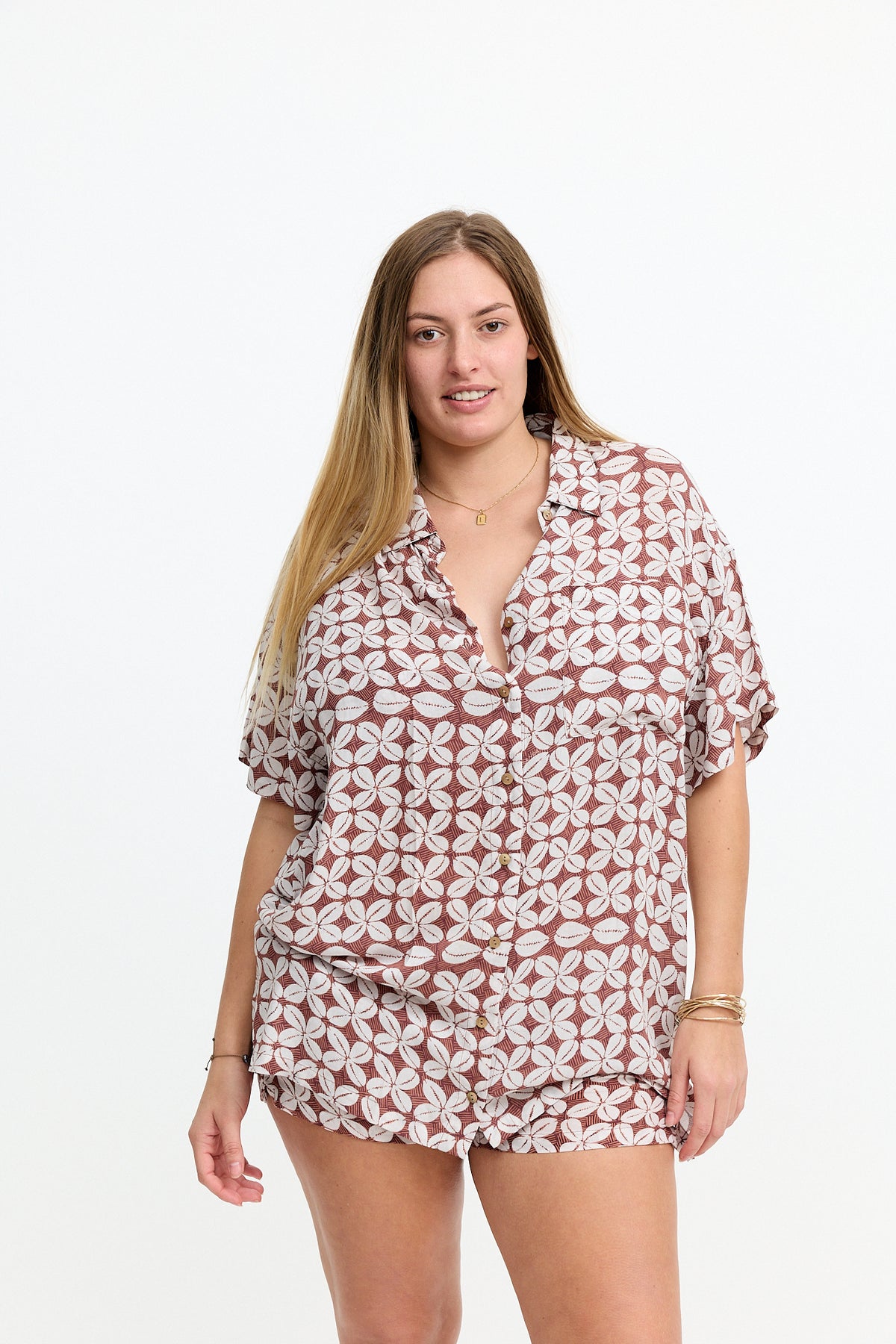 Aloha Shirt Dress Cowrie Basket