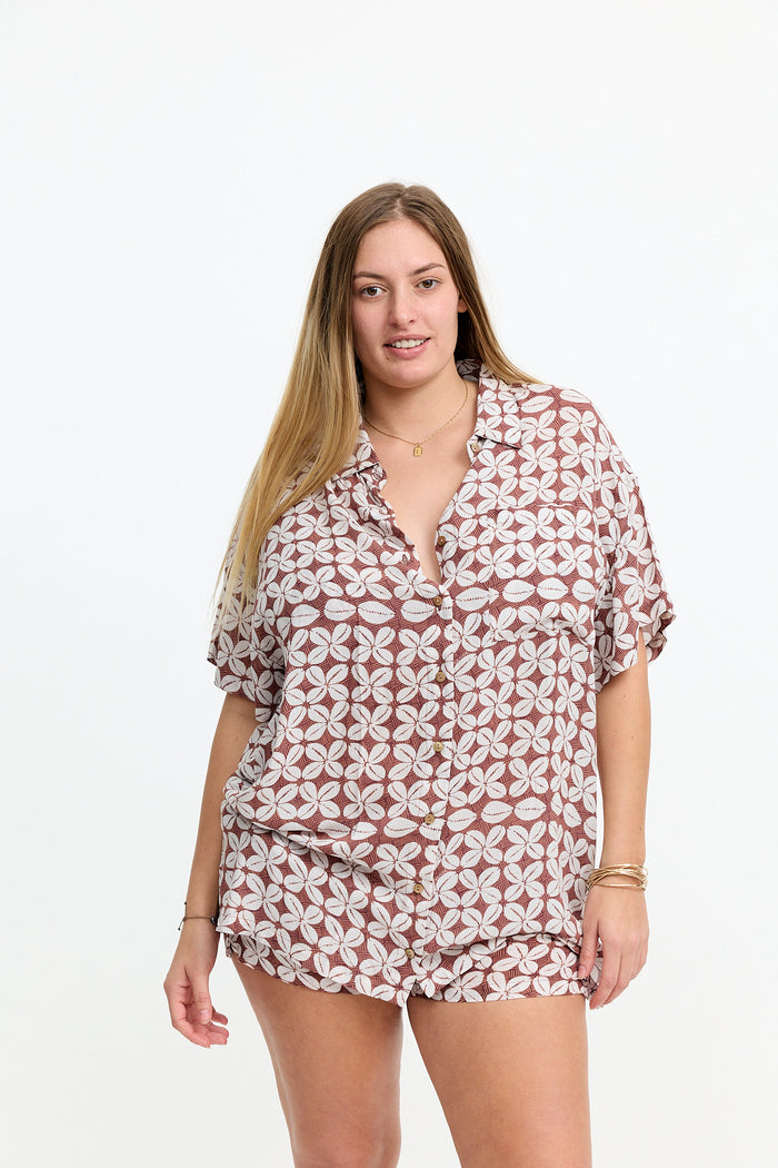 Aloha Shirt Dress Cowrie Basket
