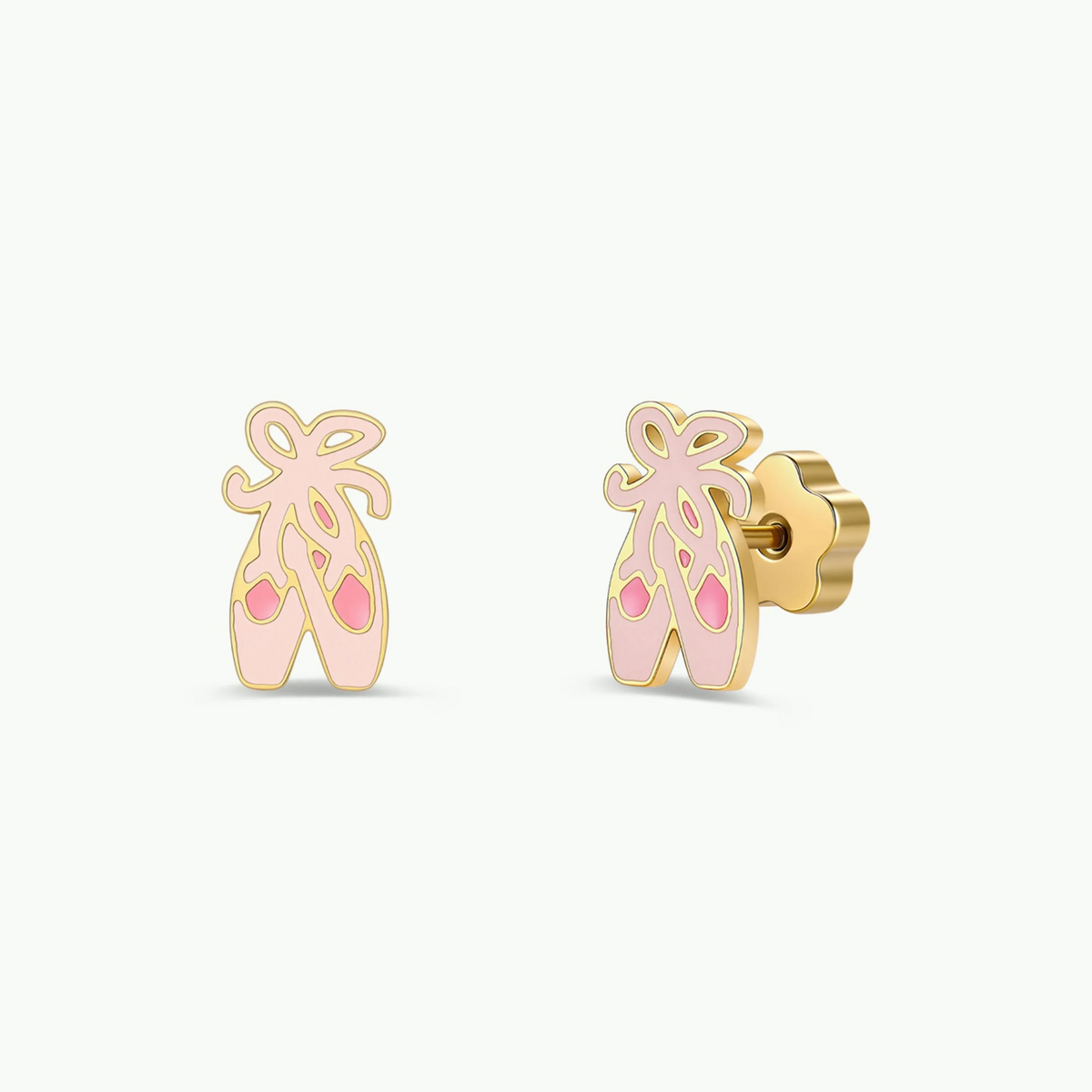 Ballet Slipper Enamel Flat Back Kids Earrings