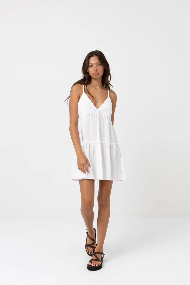 Classic Tiered Mini Dress White