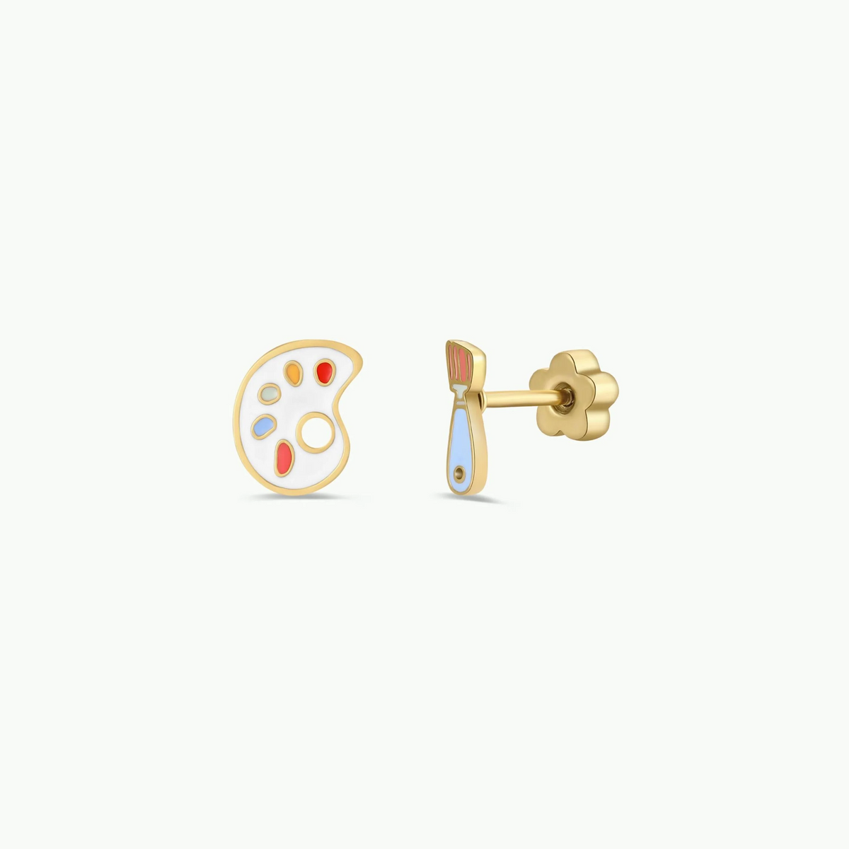 Artist Palette Enamel Flat Back Kids Earrings