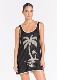 Palm Beach U Crochet Knit Dress Black Sand